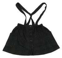 Černo-šedá vzorovaná tepláková sukně s kšandami Zara