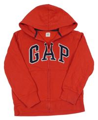 Červená propínací mikina mikina s logem a kapucí Gap 