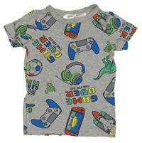 Šedé tričko s obrázky H&M