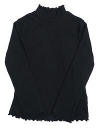 Černé žebrované triko s rolákem George