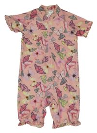 Světlerůžový UV overal s motýly Next