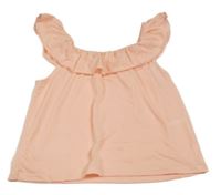 Světlerůžový crop top s volánky H&M