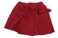 Malinová žebrovaná skládaná sukně s mašličkami