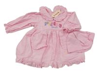 Nové - 2set - Růžové manšestrové šaty s nápisem + klobouk Baby C