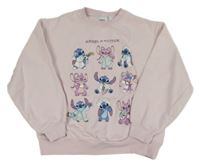 Světlerůžová oversize mikina se Stitchem Zara