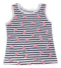 Tmavomodro-bílý pruhovaný top s melouny Primark