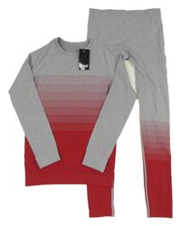 Nové - 2set - Šedo-červené funkční spodrní triko + kalhoty Crivit