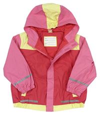 Jahodovo-žluto-růžová nepromokavá jarní bunda s kapucí X-MAIL