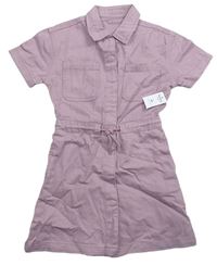 Fialovor/starorůžové riflové propínací košilové šaty s límečkem Nutmeg