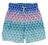 Modrozeleno-fialovo-safírové vzorované plážové kraťasy PRIMARK