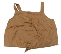 Hnědý halenkový propínací crop top s uzlem H&M