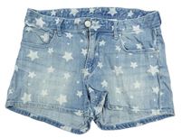 Světlemodré šisované riflové kraťasy s hvězdičkami H&M