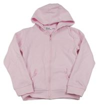 Světlerůžová propínací mikina s volánky a kapucí PRIMARK