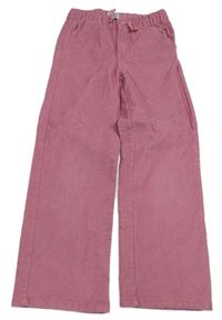 Růžové wide leg manšestráky L&D