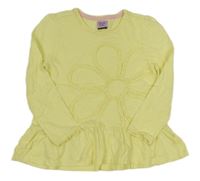 Žlutá melírovaná tunika s květem a volánky F&F