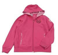 Tmavorůžová propínací mikina s jelenem a kapucí 