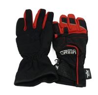 Černo-červené koženo/šusťákové thermo prstové rukavice