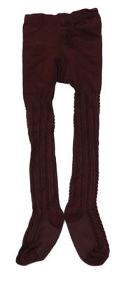 Mahagonové žebrované vzorované punčocháče H&M