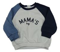 Bílo-modro-tmavomodrá mikina s nápisy Matalan