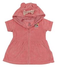 Růžové froté propínací šaty s Minnie a kapucí s oušky PRIMARK
