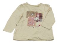 Světlebéžová mikina s kytičkami a nápisem Topolino