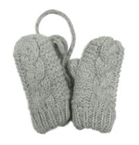 Šedo-bílé melírované vzorované palcové rukavice se šňůrkou C&A