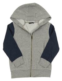 Šedo-tmavomodrá melírovaná propínací mikina s kapucí George