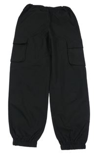 Černé cargo cuff šusťákové kalhoty SHEIN