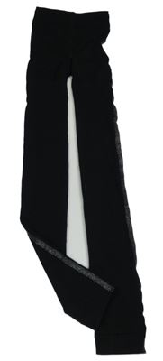 Černé thermo punčochové legíny se třpytivým pruhem