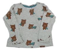 Šedé melírované triko s medvídky Bubble Gum