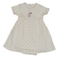 Bílo-fialové puntíkaté šaty se zvířátkem a  všitým body carter's