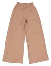 Starorůžové kostkované široké paper bag kalhoty SHEIN