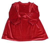 Červené sametové šaty s volánky St. Bernard