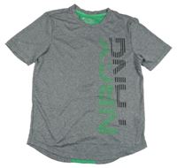 Tmavošedo/zelené melírované funkční sportovní tričko s nápisy energetics