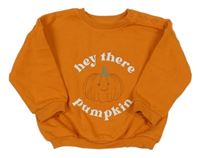 Oranžová oversize mikina s dýní a nápisy Matalan