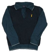 Tmavopetrolejovo/tmavomodrý vzorovaný svetr s nášivkou a límečkem Next