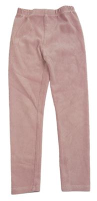 Světlerůžové žebrované sametové legíny Matalan