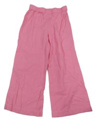 Růžové pruhované krepové kalhoty H&M