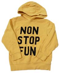 Tmavožlutá mikina s nápisy a kapucí H&M