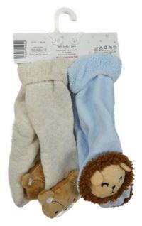Nové - 2x - Teplé ponožky s 3D zvířátkem s chrastítkem Pure baby