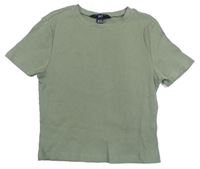 Khaki žebrované crop tričko New Look