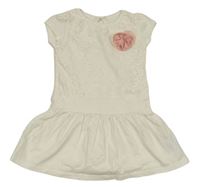 Smetanové bavlněné šaty s krajkou Mothercare