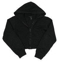 Černá propínací crop mikina s kapucí New Look