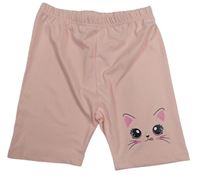 Růžové elastické kraťasy s kočkou