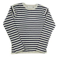 Bílo-tmavomodrý pruhovaný žebrovaný svetr Primark