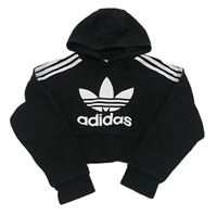 Černá crop mikina s logem a kapucí Adidas