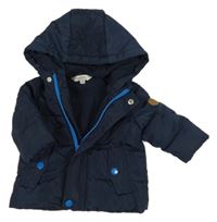 Tmavomodrá šusťáková zimní bunda s kapucí Peacocks