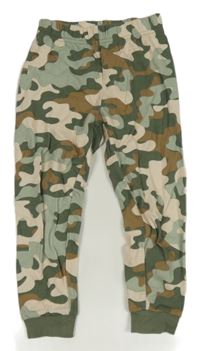 Khaki-béžovo-hnědé army pyžamové kalhoty Pekkle