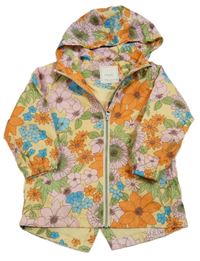 Žlutá květovaná šusťáková jarní bunda s kapucí Next