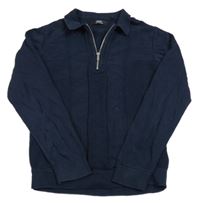 Tmavomodrý polo svetr s žebrováním Next